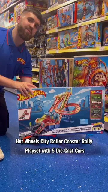 The Hot Wheels City Roller Coaster Rally Track Set delivers thrills and exciteme