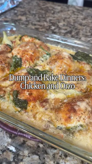 Dump & Bake Creamy Chicken & Orzo Creamy, cozy, packed with flavor, and the best