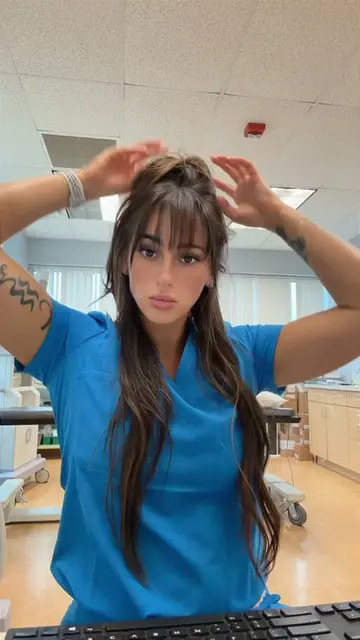 The struggle to clip your hair up is so real. 🩵💙 #hairstyle #xraytech #healthc
