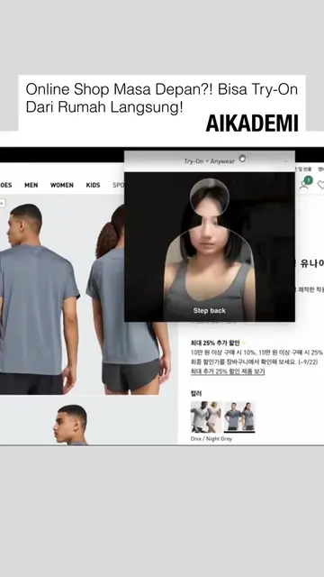 Seorang kreator menggunakan AI untuk mencoba berbagai outfit lari yang ada di ke