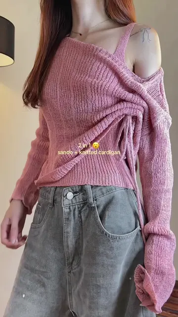 knitted cardigan with inner na! #sweater #cardigan #knittedcardigan 