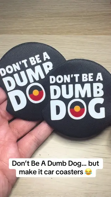 Don’t be a dumb dog 😂 Had to put this one on a car coaster 🖤💛❤️ #dontbeadumbd