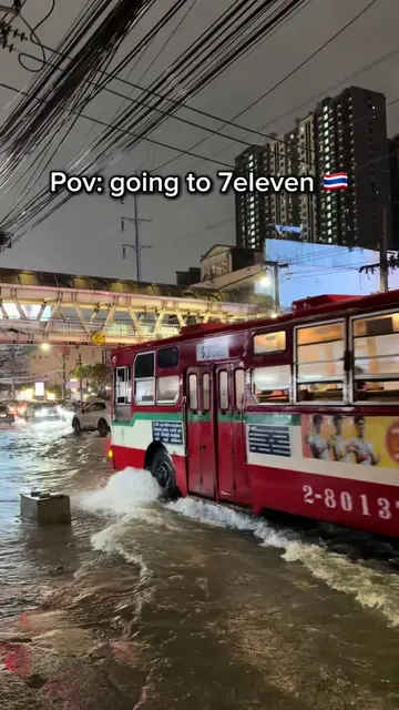 Going to 7-Eleven store in less flooded area to buy some food, many locations ar