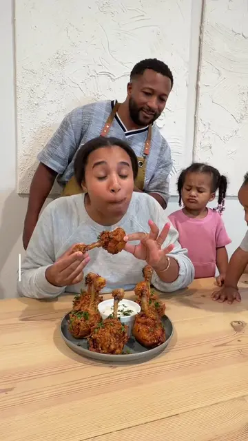 My wife was craving fried chicken so I made these hot honey fried chicken lollip