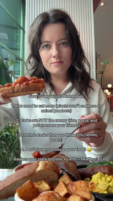 New to veganism? Remember: 1. You need to eat more (plants aren’t as dense as an