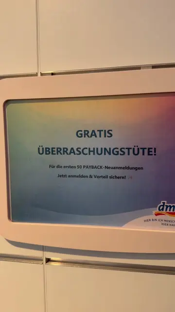 Gratis Überraschungstüte! 🎁✨ Die ersten 50 PAYBACK-Neuanmeldungen bei dm bekomm