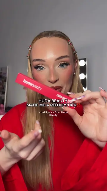 WHAT is happening rn @Huda Beauty made me my own RED LIPSTICK⁉️💋💄😭 @Huda the 