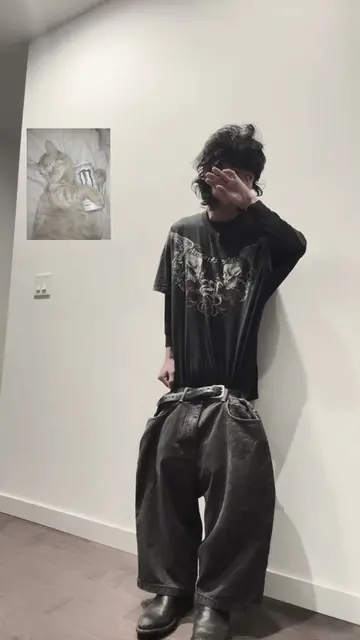 Some experimental stuff. Wearing pointy western boots wirh y2k baggy style. Lmk 