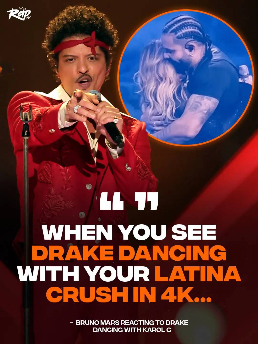 #BrunoMars reacted to #Drake popping out last night at #KarolG’s show in Houston