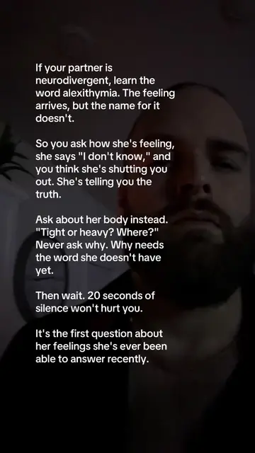 "I don't know" might be the most honest thing she says all week. Alexithymia is 