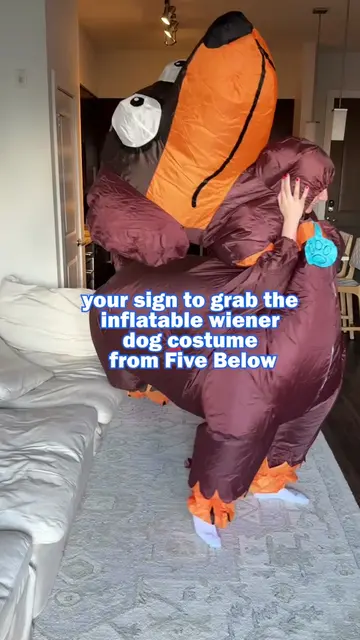this is your sign to get an inflatable costume to match your dog for Halloween t