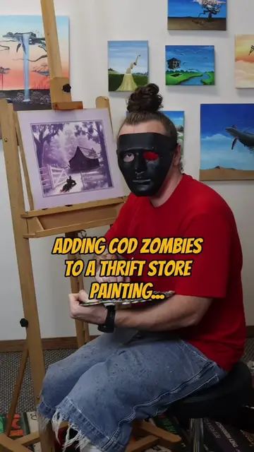 I added COD Zombies to this thrift store painting 🧟 Here’s a closer look at the