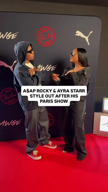 A$AP Rocky & Ayra Starr link up after his Paris show. #asaprocky #fashion #ayras
