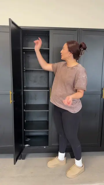 how perfect are these 🥹#garagestorage #organization #metalcabinets 