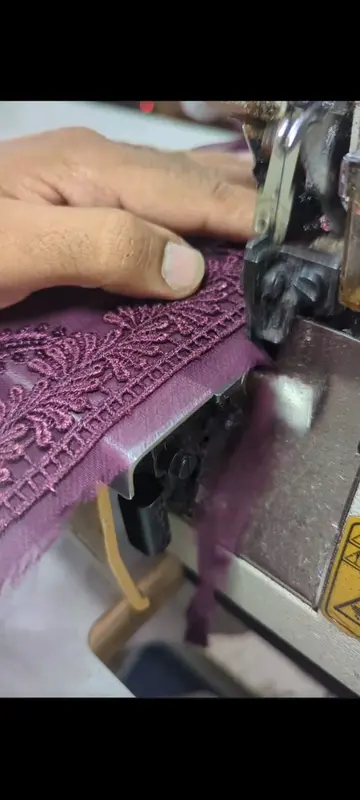 Crafting elegance with wide lace attachment on dupatta pallu, accompanied by a f