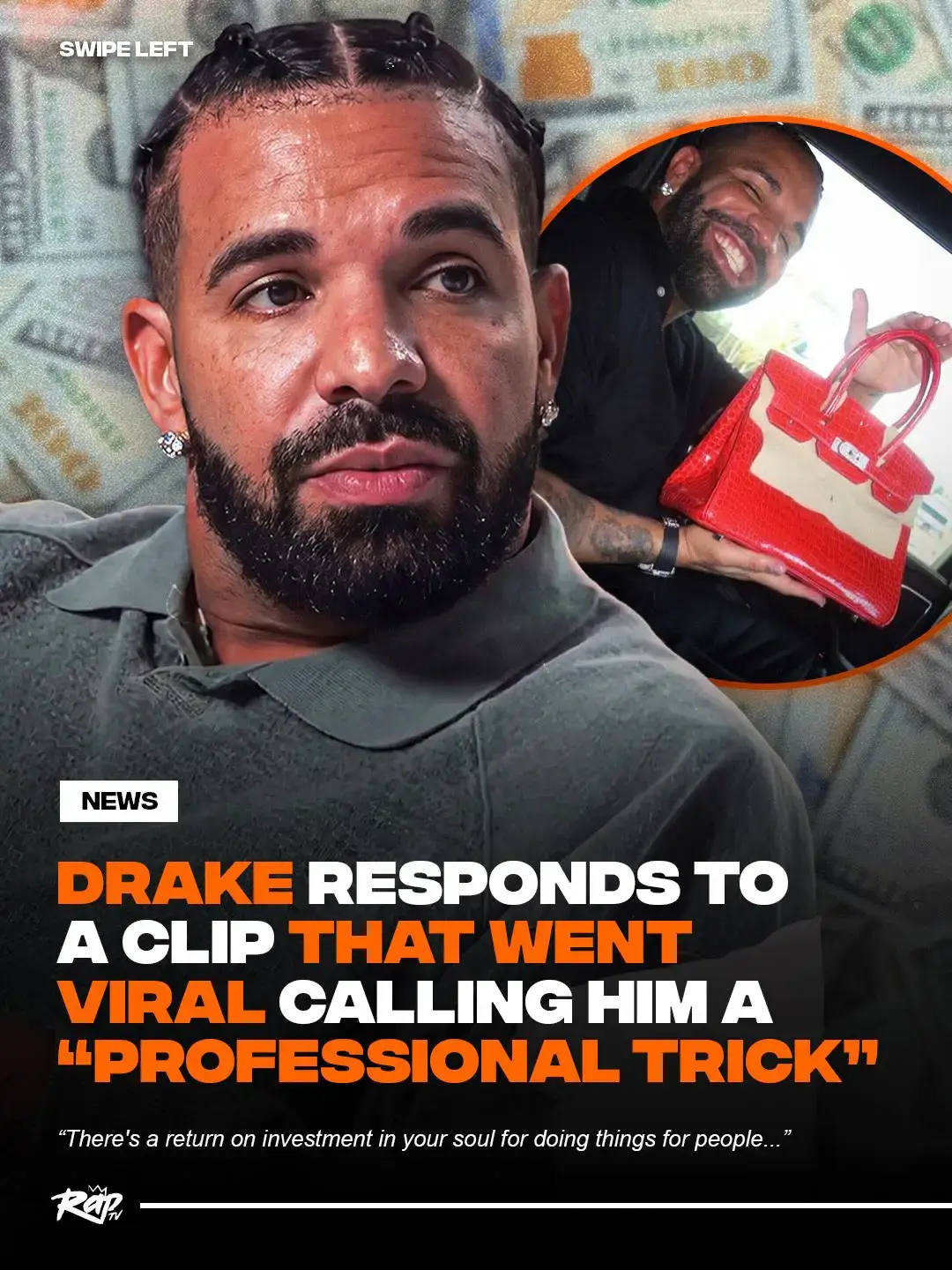 #Drake responded to a clip that went viral calling him a “professional trick”‼️�