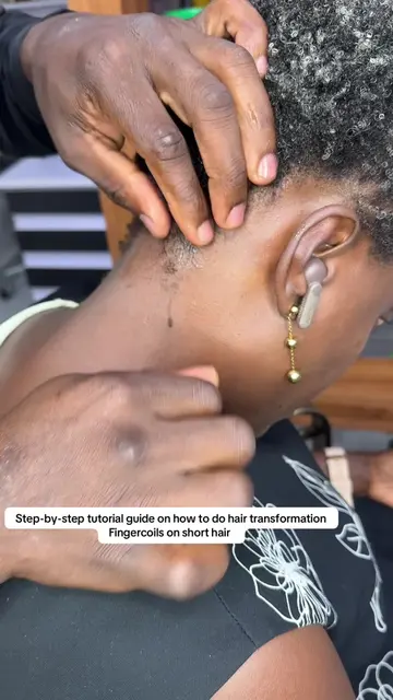 Step-by-step tutorial guide on how to do hair transformation Fingercoils on shor