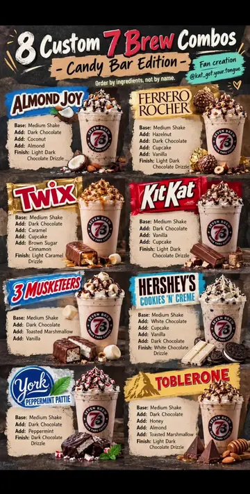 Build your 7 Brew order around your candy bar cravings. Custom drink combos made