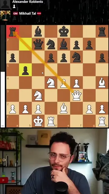 Explore the brilliance of chess strategy with Michail Tal as he sacrifices sever