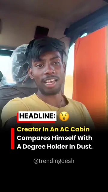 A short selfie reel shows a creator sitting in the air conditioned cabin of an e