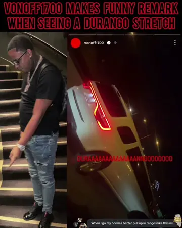 #VonOff1700 spotted a stretched Dodge Durango limo out in the wild, and his reac