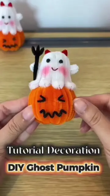 DIY Ghost Pumpkin Halloween Decoration Ideas Tutorial using Fuzzy Wires@SulitFin