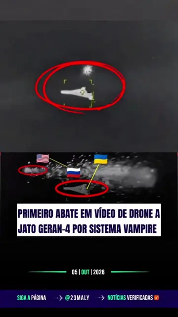 A imagem mostra o primeiro registro em vídeo da interceptação de um drone reativ