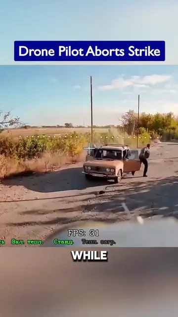 Russian FPV Operator Aborts Strike After Spotting Civilians #FPVOperator #Russia