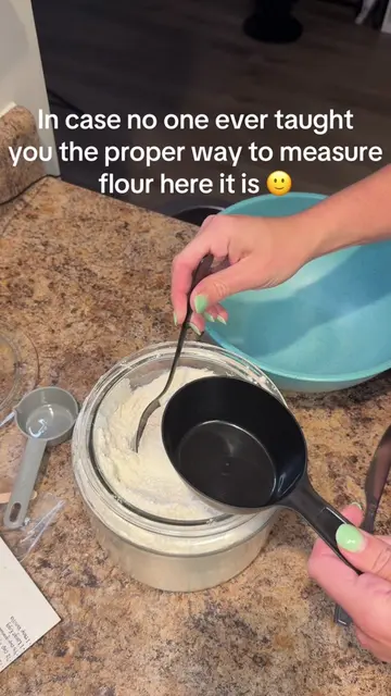 Scooping straight from the bag can compact the flour and leave you with way more