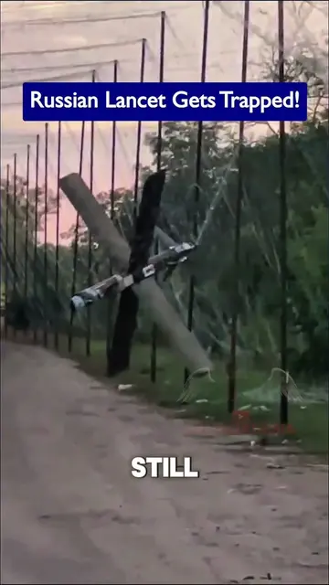 Russian Lancet Drone Gets Trapped in Anti-Drone Net #Russian #AntiDroneNet #Dron