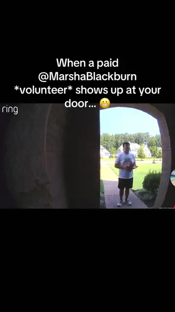 When a paid @MarshaBlackburn *volunteer* shows up at your door… 😬 https://www.f