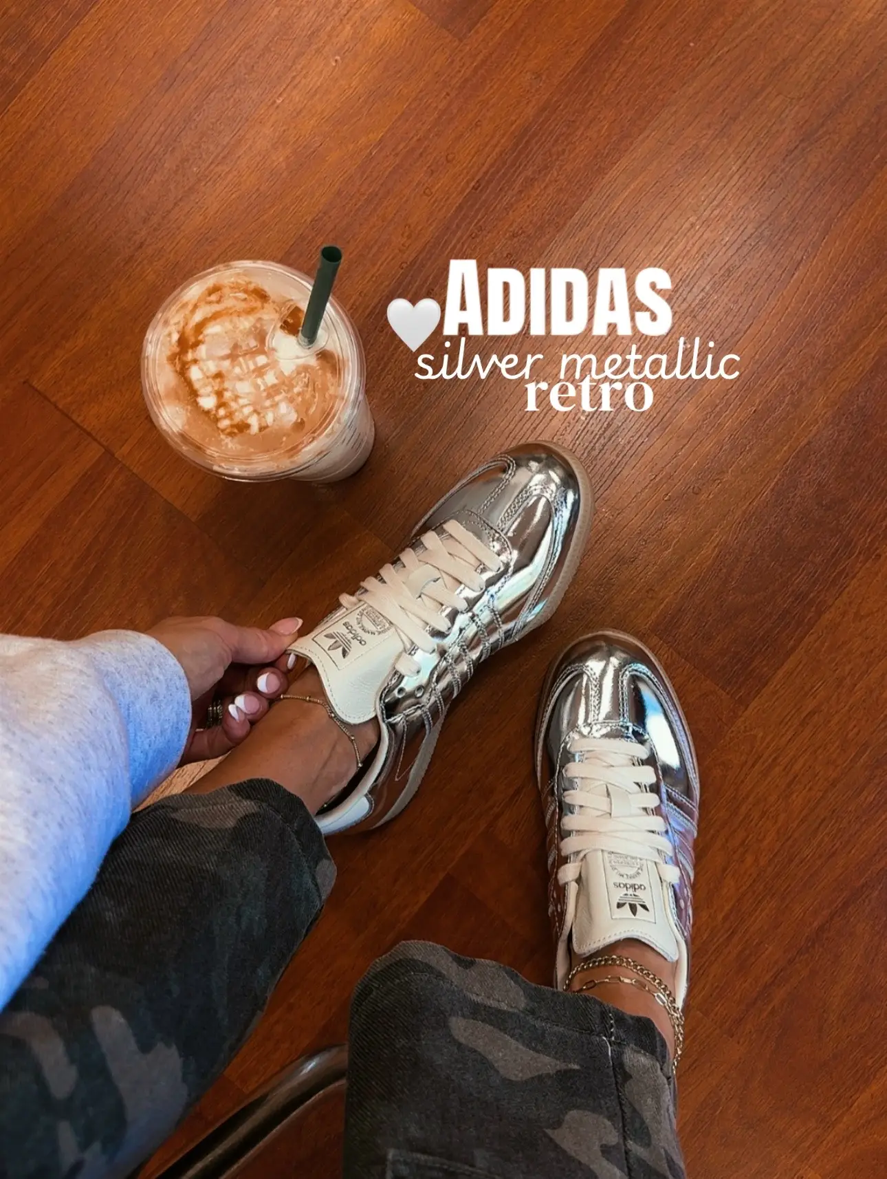 The classic Adidas Samba OG with a little extra shine are sooo good. 🤍 These me