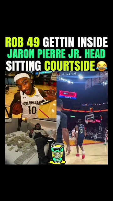 😂😂 Rob49 getting inside Jaron Pierre Jr head during the game 