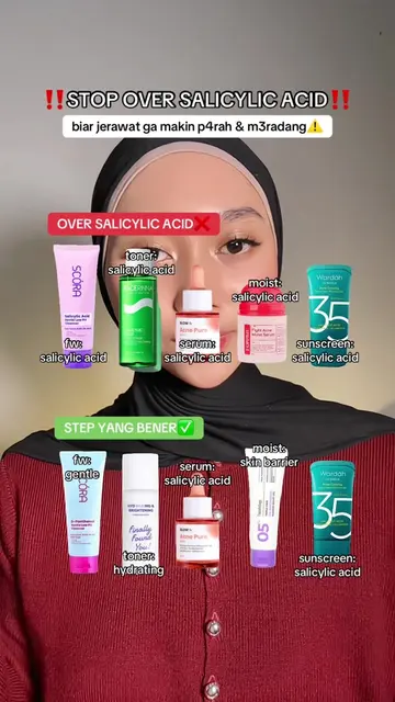 ❌stop over salicylic acid ya guys! biar ga ir!tasi juga #skincareroutine #acnesk