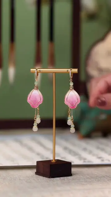 Pink Chinese Rose Mulberry Silk Velvet Flower Earrings 🌸 Would you wear these d
