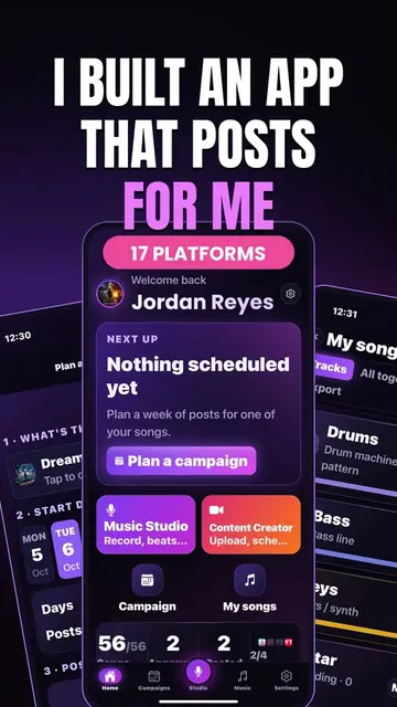 I built an app that posts my videos to 17 platforms for me. Plan a week in minut