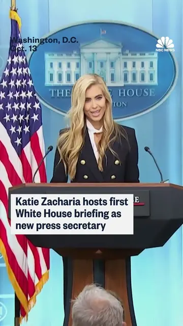 President Trump’s new White House press secretary, Katie Zacharia, holds her fir