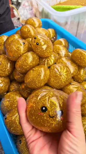 secret edition dumplings squishy shiny gold glitter soft squeeze fidget toy plen