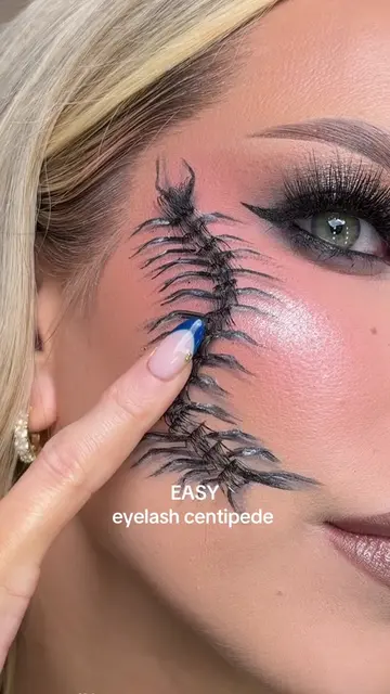 EASY eyelash centipede halloween makeup 👻 All you need is lashes, eyeliner, and