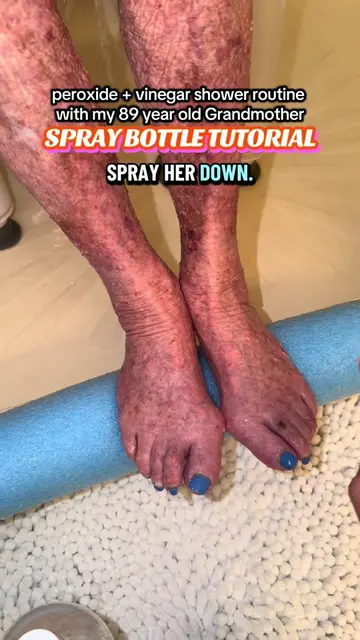 peroxide + vinegar shower routine spray bottle tutorial with my 89 year old gran