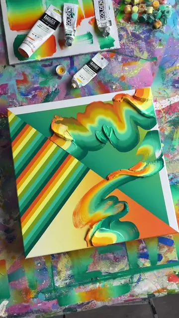 Start to finish on my latest painting 🥭 Edit: sorry for originally posting with