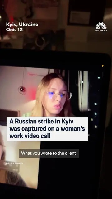 A woman was on a video call when a Russian strike exploded by her building in Ky