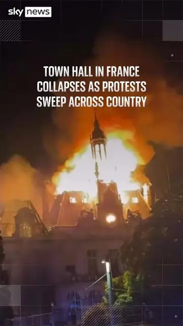 This is the moment a town hall collapses as protests sweep across France. The to