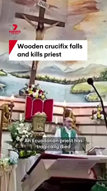 A live broadcast captured the moment a priest was tragically killed as a wooden 