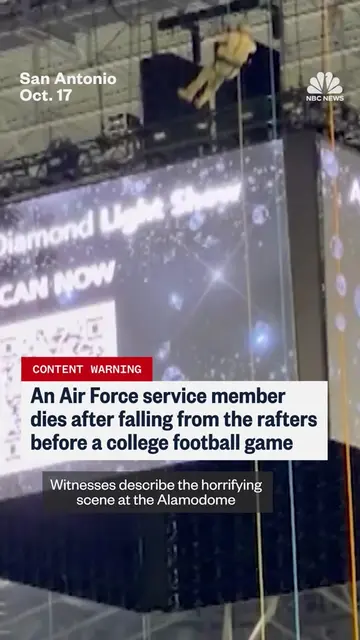 A service member fell during a pregame aerial demonstration at a college footbal
