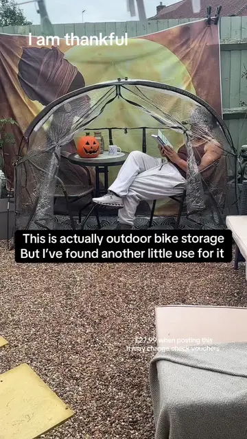 I know it’s made for bike storage, but I’ve turned mine into a little sheltered 