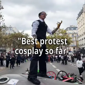 best protest cosplay so far 😎 || song: REDLINE (slowed) #franceprotest #france 