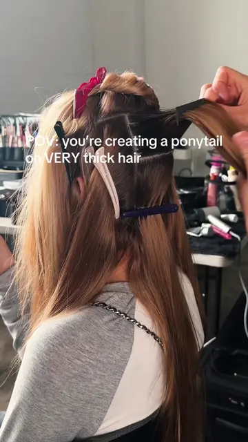 all of the steps on how to create clean perfect ponytail on very thick hair, @le