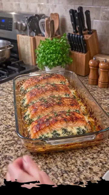 Brown Sugar Glazed Stuffed Salmon Seafood Fillets 😍Full recipe step by step on 