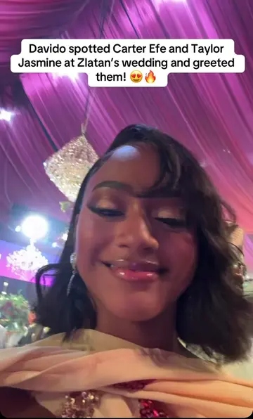 Davido spotted Carter Efe and Taylor Jasmine at Zlatan’s wedding and greeted the